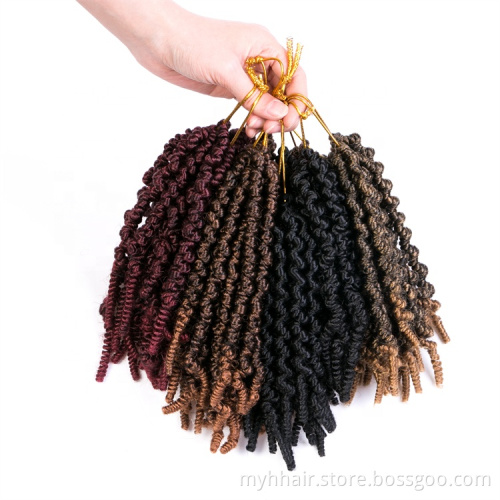 Crochet Hair 8 inch 15 Roots Synthetic Braiding Hair Extensions Ombre color Black Brown Curly Pre-twisted Braids